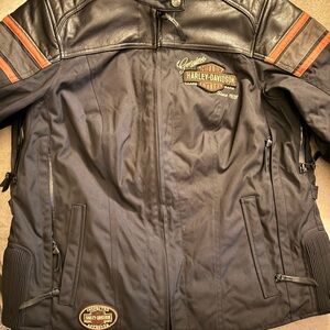 Harley-Davidson Black and Orange Leather Jacket